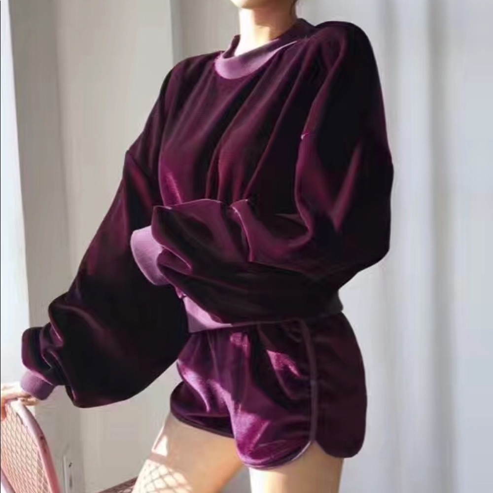 Velvet sweater shorts set